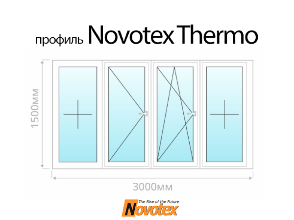 Novotex Thermo остекление лоджии 3 метра