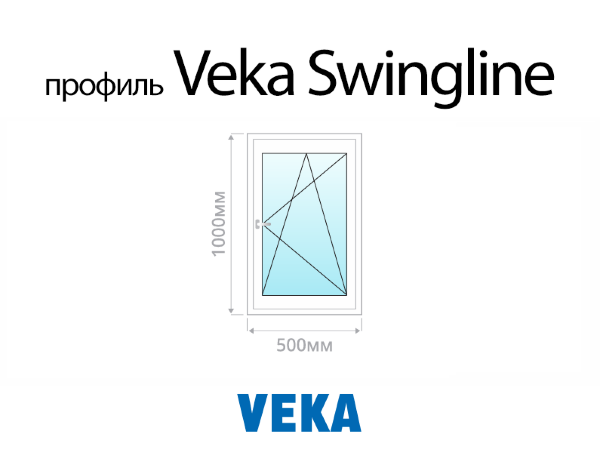 Veka Swingline пластиковое ПВХ окно 1000х500 мм (100х50 см)