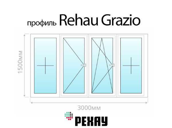Rehau Grazio остекление лоджии 3 метра