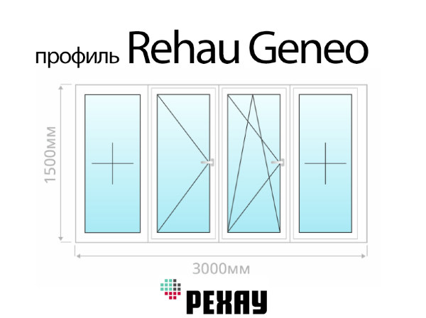 Rehau Geneo остекление лоджии 3 метра