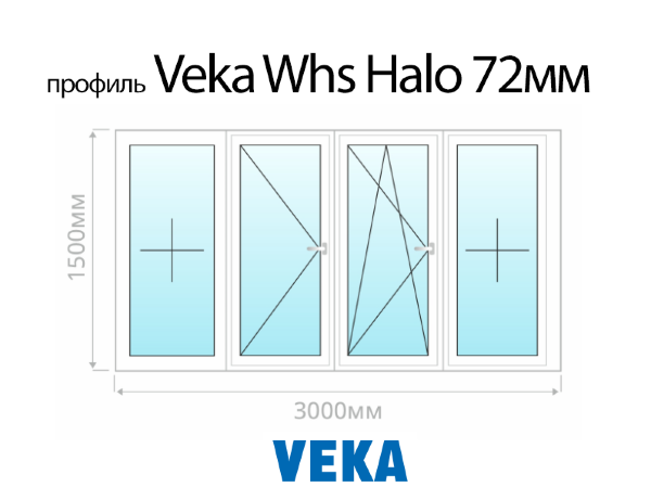 Veka Whs Halo 72мм остекление лоджии 3 метра