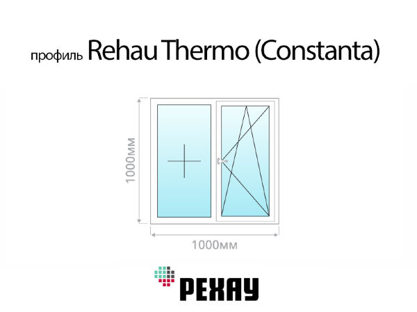 Rehau Thermo (Constanta) пластиковое ПВХ окно 1000х1000 мм (100х100 см)