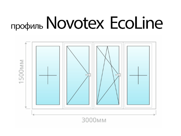 Novotex EcoLine остекление лоджии 3 метра
