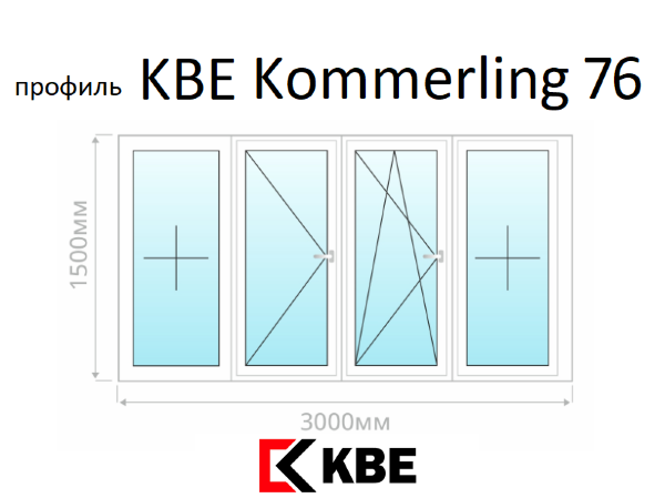 KBE Kommerling 76 остекление лоджии 3 метра