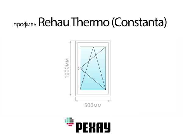 Rehau Thermo (Constanta) пластиковое ПВХ окно 1000х500 мм (100х50 см)