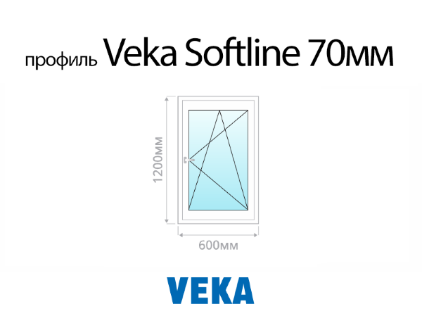 Veka Softline 70 мм пластиковое ПВХ окно 1200х600 мм (120х60 см)