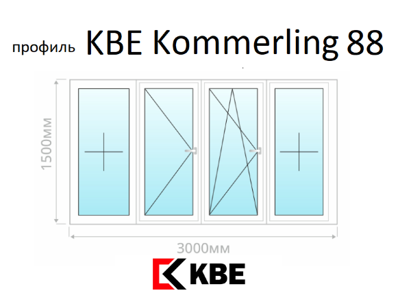 KBE Kommerling 88 остекление лоджии 3 метра