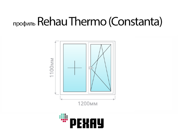 Rehau Thermo (Constanta) пластиковое ПВХ окно 1100х1200 мм (110х120 см)