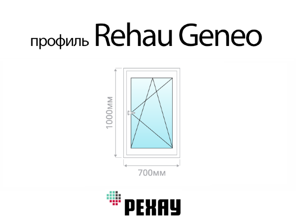 Rehau Geneo пластиковое ПВХ окно 1000х700 мм (100х70 см)