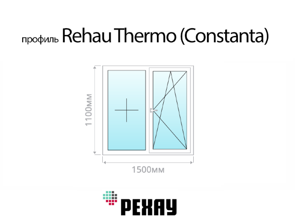 Rehau Thermo (Constanta) пластиковое ПВХ окно 1100х1500 мм (110х150 см)