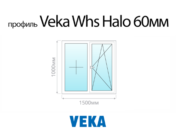 Veka Whs Halo 60 мм пластиковое ПВХ окно 1000х1500 мм (100х150 см)