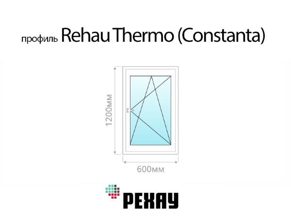 Rehau Thermo (Constanta) пластиковое ПВХ окно 1200х600 мм (120х60 см)