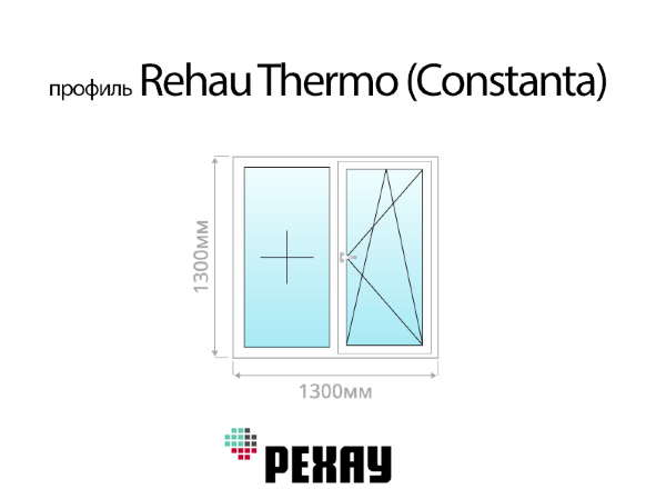 Rehau Thermo (Constanta) пластиковое ПВХ окно 1300х1300 мм (130х130 см)