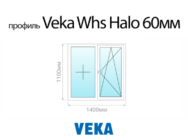 Veka Whs Halo 60 мм пластиковое ПВХ окно 1100х1400 мм (110х140 см)