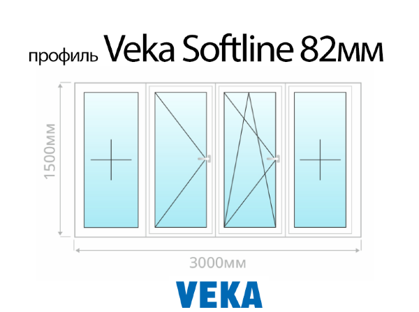Veka Softline 82мм остекление лоджия 3 метра