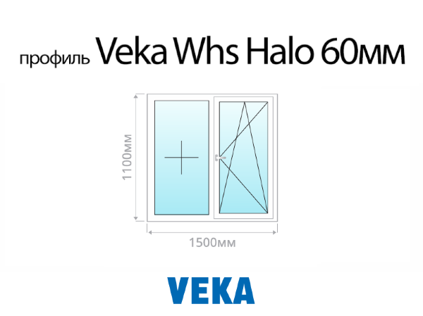 Veka Whs Halo 60 мм пластиковое ПВХ окно 1100х1500 мм (110х150 см)