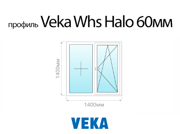 Veka Whs Halo 60 мм пластиковое ПВХ окно 1400х1400 мм (140х140 см)