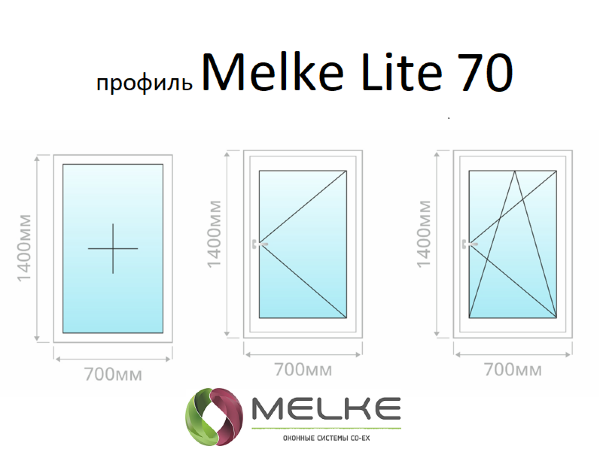 Melke Lite 70 одностворчатое пластиковое ПВХ окно
