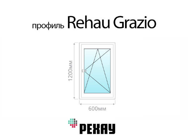 Rehau Grazio пластиковое ПВХ окно 1200х600 мм (120х60 см)